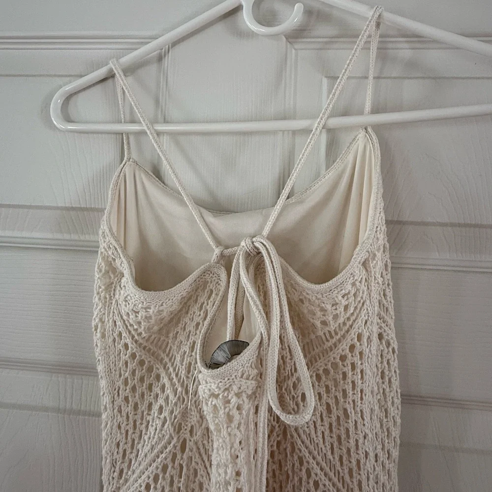 Abercrombie & Fitch Crochet-Style Fringe Mini Dress size m NWT - Picture 8 of 10